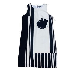 NWT Vince Camuto Ivory Black Flower Sheath Dress sz 2